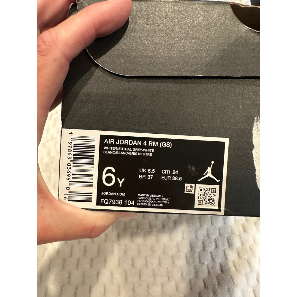 Air Jordan 4 RM GS White Neutral Grey University Blue FQ7938-104 Size 6Y - Picture 4 of 10